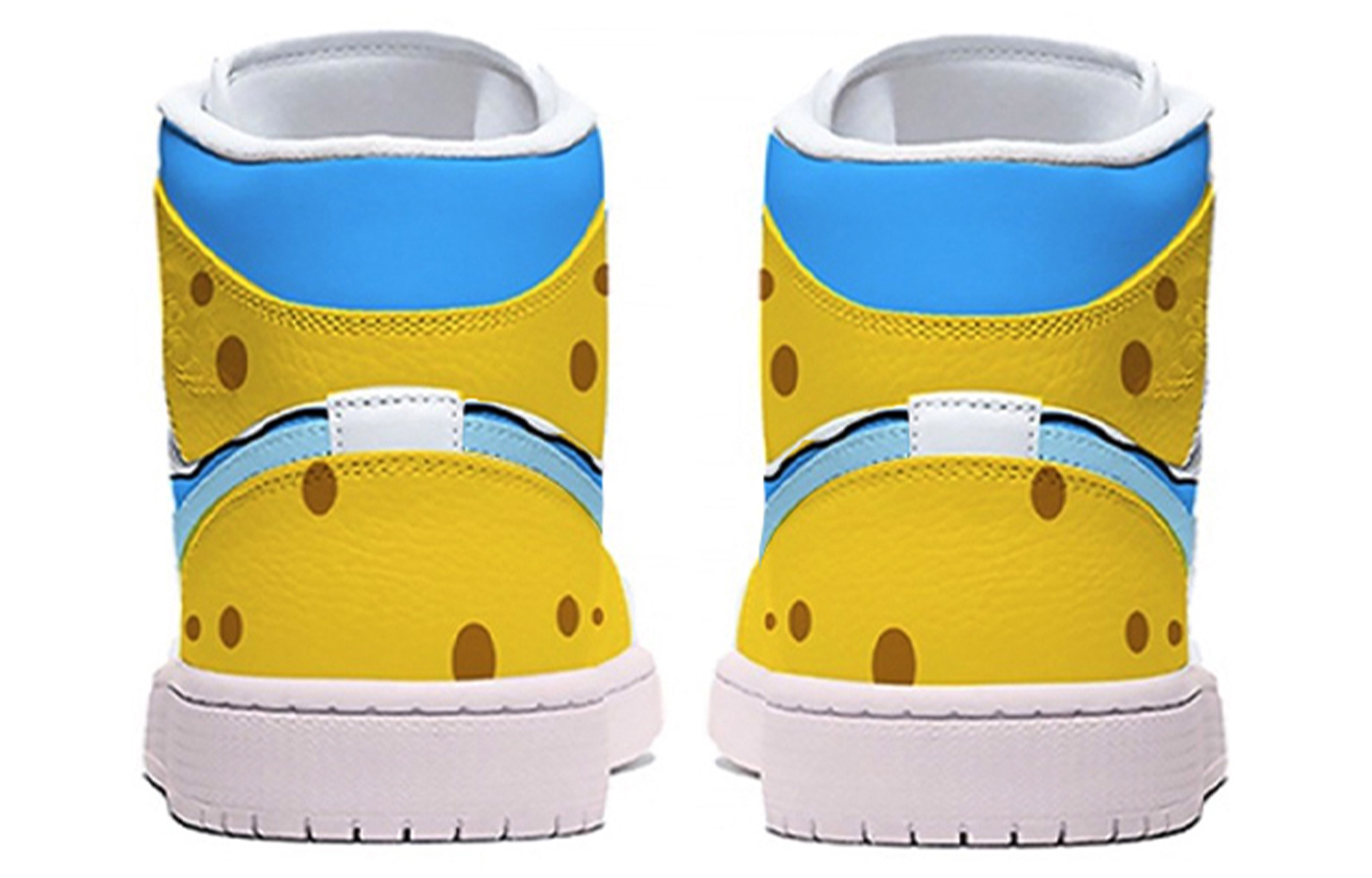 Shop [定制鞋款] Air Jordan 1 Mid '蓝白卡通涂鸦' 554724-130(Team-E男款海绵宝宝黄蓝白)