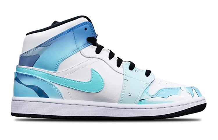 Order [Zapatillas Personalizadas] Air Jordan 1 Mid 'Azul Blanco Gaming' 554725-132(Teamone-AJ女款逍遥)