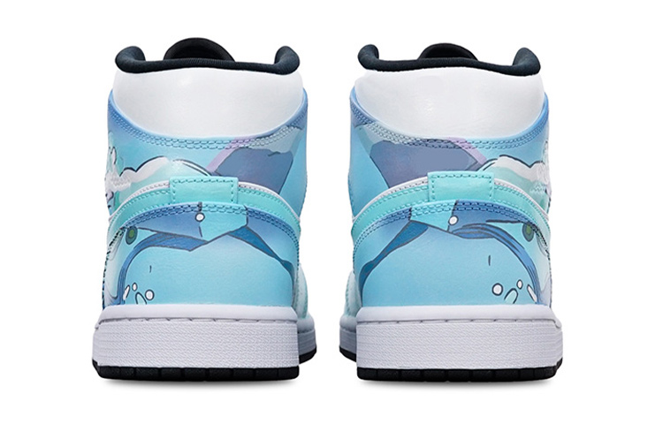 Shop [Zapatillas Personalizadas] Air Jordan 1 Mid 'Azul Blanco Gaming' 554725-132(Teamone-AJ女款逍遥)