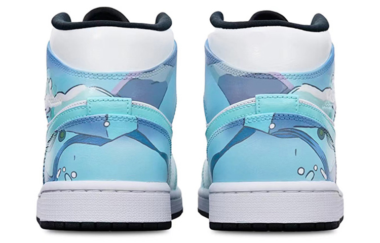 Shop [Kasut Kastam] Air Jordan 1 Mid 'Biru Putih Gaming' 554724-132(Teamone-AJ男款逍遥)