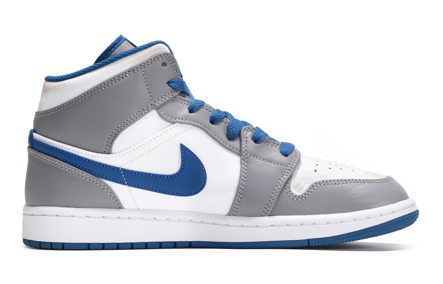 Order 【訂製球鞋】 Jordan Air Jordan 1 Mid 金錢符號 舒適 時尚 百搭 潮流 中筒 復古籃球鞋 GS 藍白灰