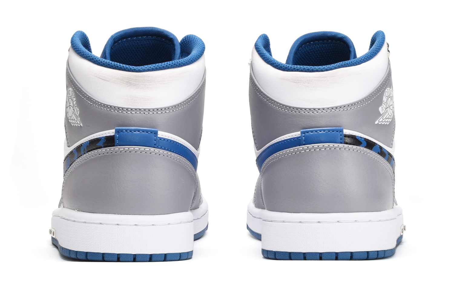 Shop 【訂製球鞋】 Jordan Air Jordan 1 Mid 金錢符號 舒適 時尚 百搭 潮流 中筒 復古籃球鞋 GS 藍白灰