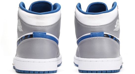 【訂製球鞋】 Jordan Air Jordan 1 Mid 金錢符號 舒適 時尚 百搭 潮流 中筒 復古籃球鞋 GS 藍白灰 Shop 【訂製球鞋】 Jordan Air Jordan 1 Mid 金錢符號 舒適 時尚 百搭 潮流 中筒 復古籃球鞋 GS 藍白灰