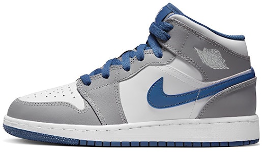 【訂製球鞋】 Jordan Air Jordan 1 Mid 金錢符號 舒適 時尚 百搭 潮流 中筒 復古籃球鞋 GS 藍白灰 Sizing 【訂製球鞋】 Jordan Air Jordan 1 Mid 金錢符號 舒適 時尚 百搭 潮流 中筒 復古籃球鞋 GS 藍白灰