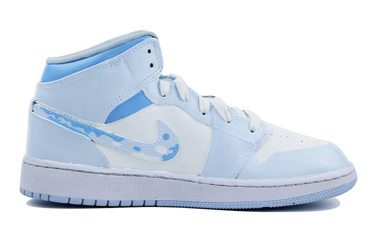 Order [Kasut Custom] Air Jordan 1 Mid 'Biru Putih Gunung Bersalji' 555112-401(Team39-AMY36雪山)