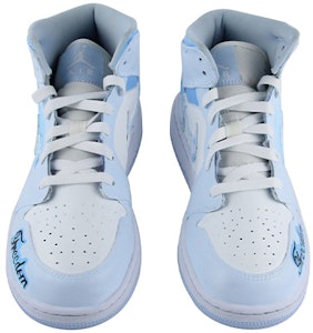 【定制球鞋】 Jordan Air Jordan 1 Mid 雪山 防滑耐磨 中筒 复古籃球鞋 GS 藍白 Shop 【定制球鞋】 Jordan Air Jordan 1 Mid 雪山 防滑耐磨 中筒 复古籃球鞋 GS 藍白