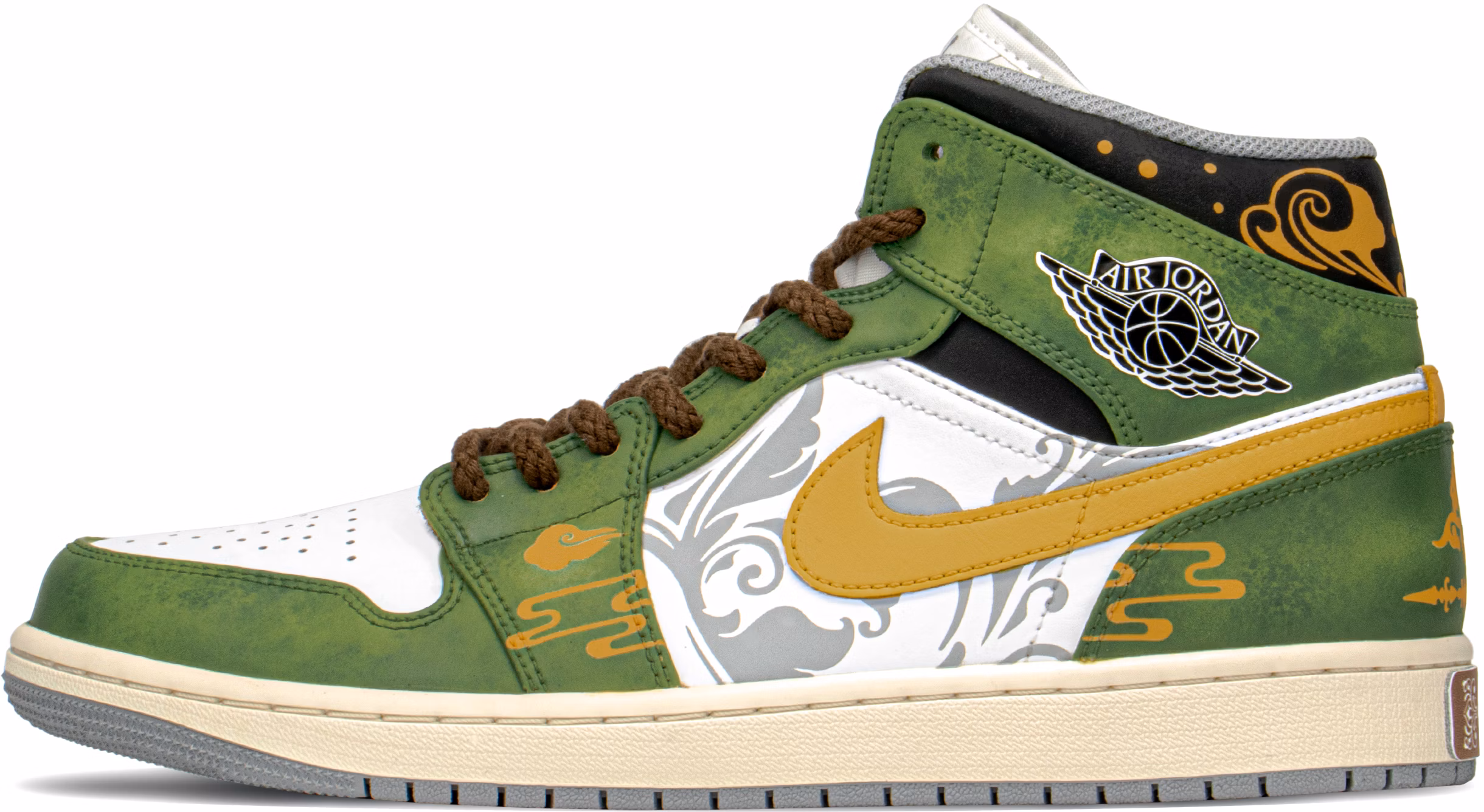 custom-shoes-air-jordan-1-mid-bronze-pattern-green-white