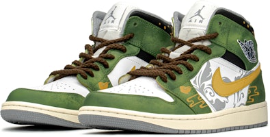 에어 조던 1 미드 '브론즈 패턴 그린-화이트' (커스텀) 554724-135(TeamA-AJ男青铜花纹S-BOX) Lookbook 에어 조던 1 미드 '브론즈 패턴 그린-화이트' (커스텀) 554724-135(TeamA-AJ男青铜花纹S-BOX)