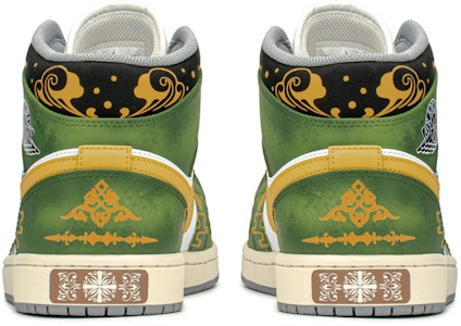 【訂製球鞋】Jordan Air Jordan 1 Mid FZBB 國風禮盒 青銅花紋 CNY 中幫 做舊 中幫 復古籃球鞋 男款 綠白 Shop 【訂製球鞋】Jordan Air Jordan 1 Mid FZBB 國風禮盒 青銅花紋 CNY 中幫 做舊 中幫 復古籃球鞋 男款 綠白