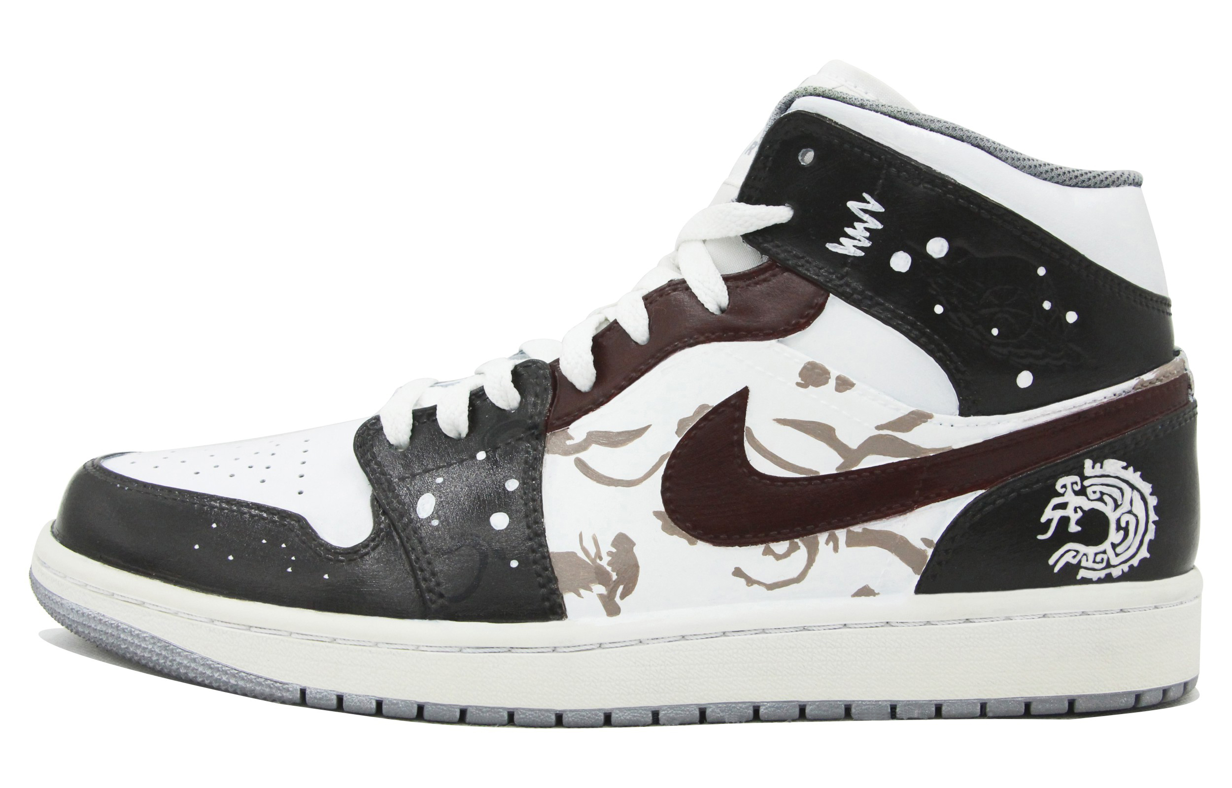 Buy 【定制球鞋】Jordan Air Jordan 1 Mid 國風復古 簡約 防滑耐磨 中幫 復古籃球鞋 男款 棕白