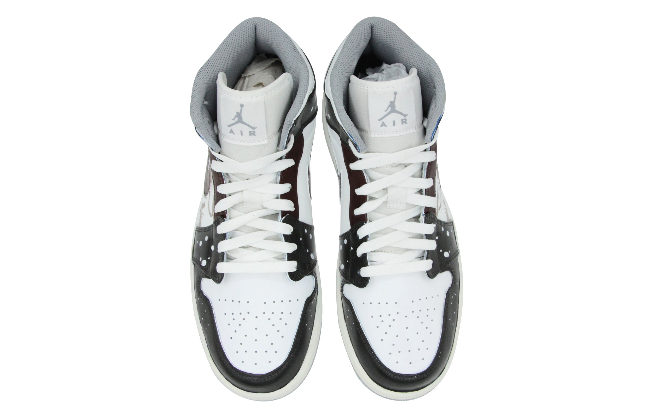 Shop 【定制球鞋】Jordan Air Jordan 1 Mid 國風復古 簡約 防滑耐磨 中幫 復古籃球鞋 男款 棕白