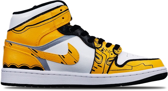 【定制球鞋】Jordan Air Jordan 1 Mid "Island Green" 動漫手繪 大黃蜂 中幫 復古籃球鞋 男款 黃白黑 Order 【定制球鞋】Jordan Air Jordan 1 Mid "Island Green" 動漫手繪 大黃蜂 中幫 復古籃球鞋 男款 黃白黑