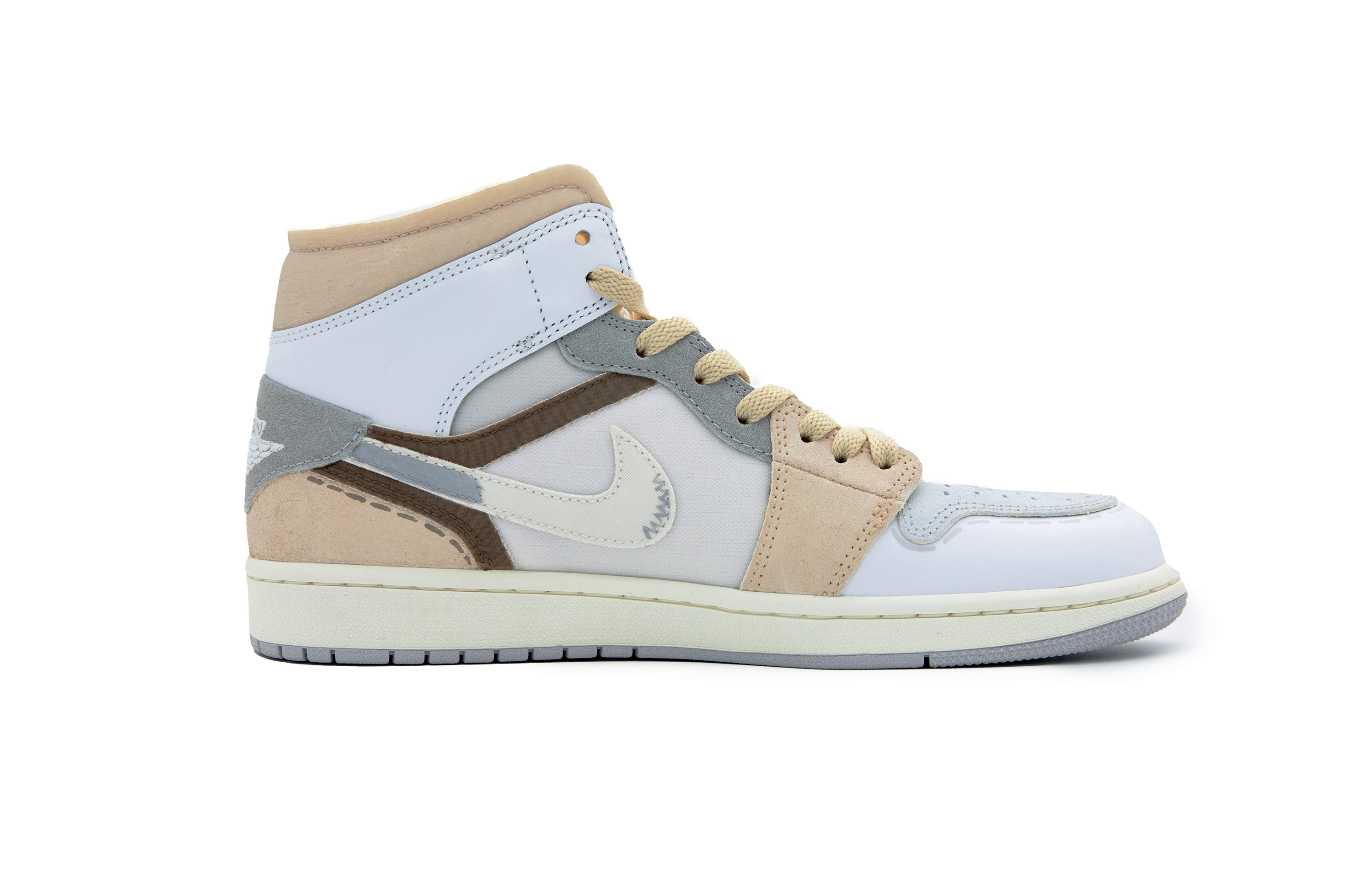 Order [Zapatillas Personalizadas] Air Jordan 1 Mid 'Cappuccino' DM9652-100(Team51-男款卡布奇诺）