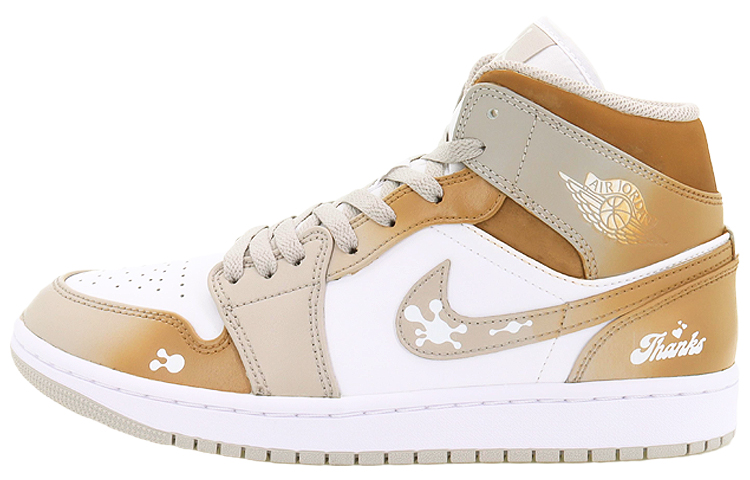 Buy [Kasut Custom] Air Jordan 1 Mid 'Karamel Latte' 554724-082(Team10-焦糖奶咖)