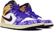 Lookbook 【定制球鞋】 Jordan Air Jordan 1 Mid 做舊 腰果花 街頭 嘻哈 中幫 復古籃球鞋 GS 紫黃