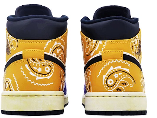 【定制球鞋】 Jordan Air Jordan 1 Mid 做舊 腰果花 街頭 嘻哈 中幫 復古籃球鞋 GS 紫黃 Purchase 【定制球鞋】 Jordan Air Jordan 1 Mid 做舊 腰果花 街頭 嘻哈 中幫 復古籃球鞋 GS 紫黃