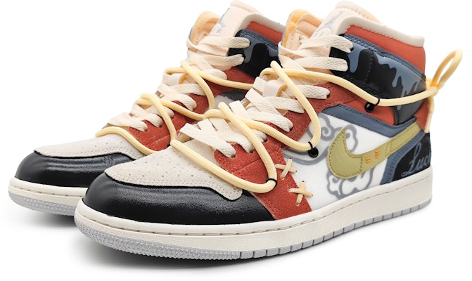 에어 조던 1 미드 '치즈 클라우드 블랙 레드' (커스텀) DM9652-100(Team16-男款芝士流云红) Lookbook 에어 조던 1 미드 '치즈 클라우드 블랙 레드' (커스텀) DM9652-100(Team16-男款芝士流云红)