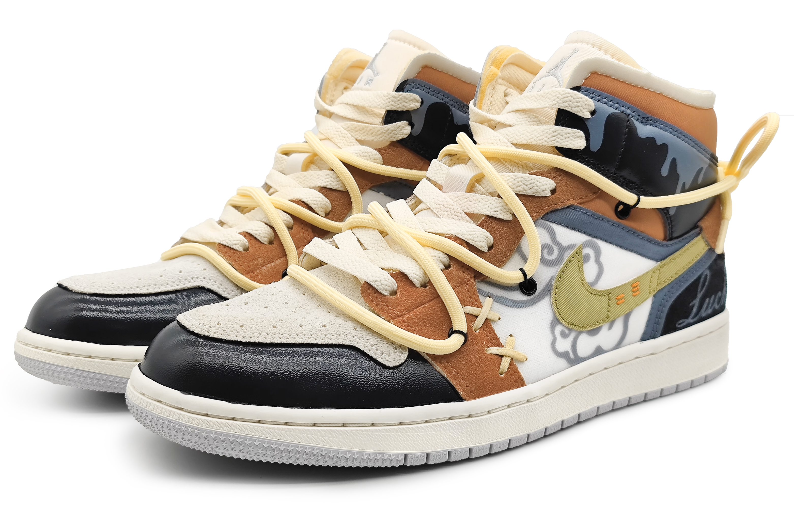 Lookbook [Kasut Custom] Air Jordan 1 Mid 'Cheese Flow Cloud Brown' DM9652-100(Team16-男款芝士流云皮棕)
