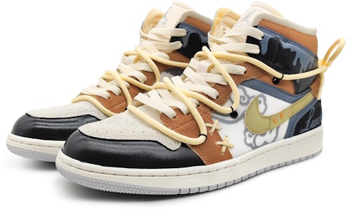 【訂製球鞋】 Jordan Air Jordan 1 Mid 芝士流雲 台風解構 祥雲圖騰 拼接 中筒 復古籃球鞋 男款 皮棕色 Lookbook 【訂製球鞋】 Jordan Air Jordan 1 Mid 芝士流雲 台風解構 祥雲圖騰 拼接 中筒 復古籃球鞋 男款 皮棕色