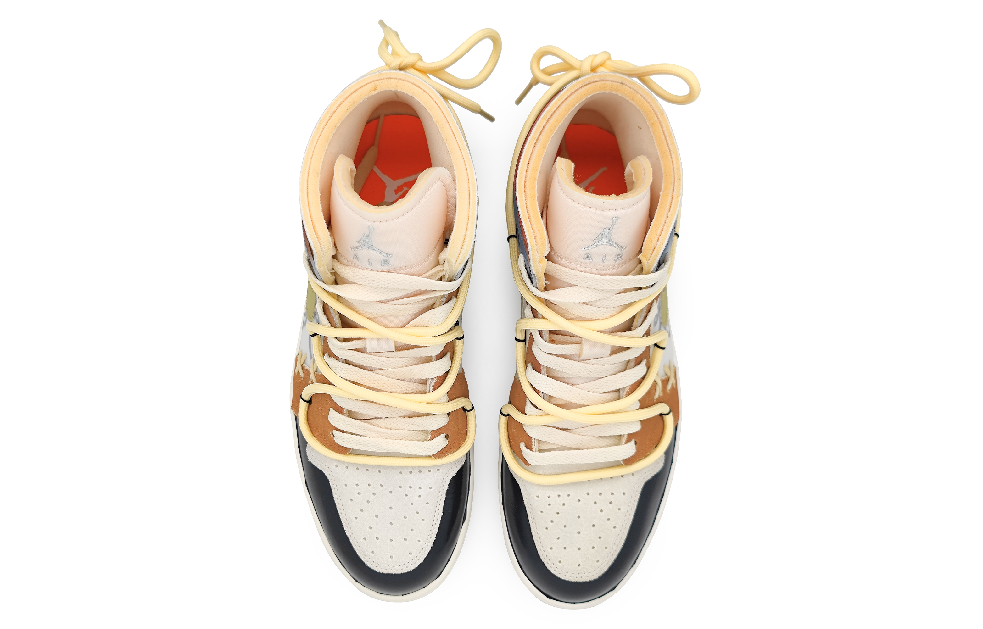 Shop [Kasut Custom] Air Jordan 1 Mid 'Cheese Flow Cloud Brown' DM9652-100(Team16-男款芝士流云皮棕)