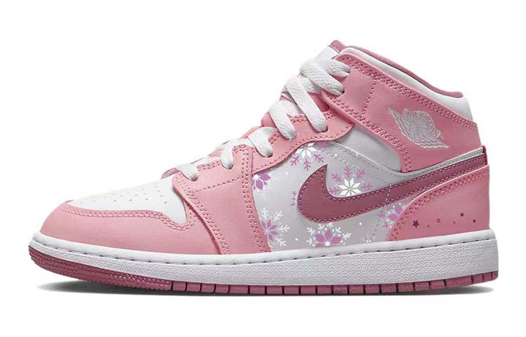 Buy 【訂製球鞋】 Jordan Air Jordan 1 櫻花如雪 點點紗籠 減震防滑耐磨 中筒 复古籃球鞋 GS 粉白
