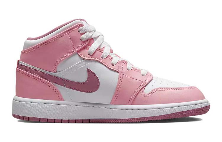 Order 【訂製球鞋】 Jordan Air Jordan 1 櫻花如雪 點點紗籠 減震防滑耐磨 中筒 复古籃球鞋 GS 粉白