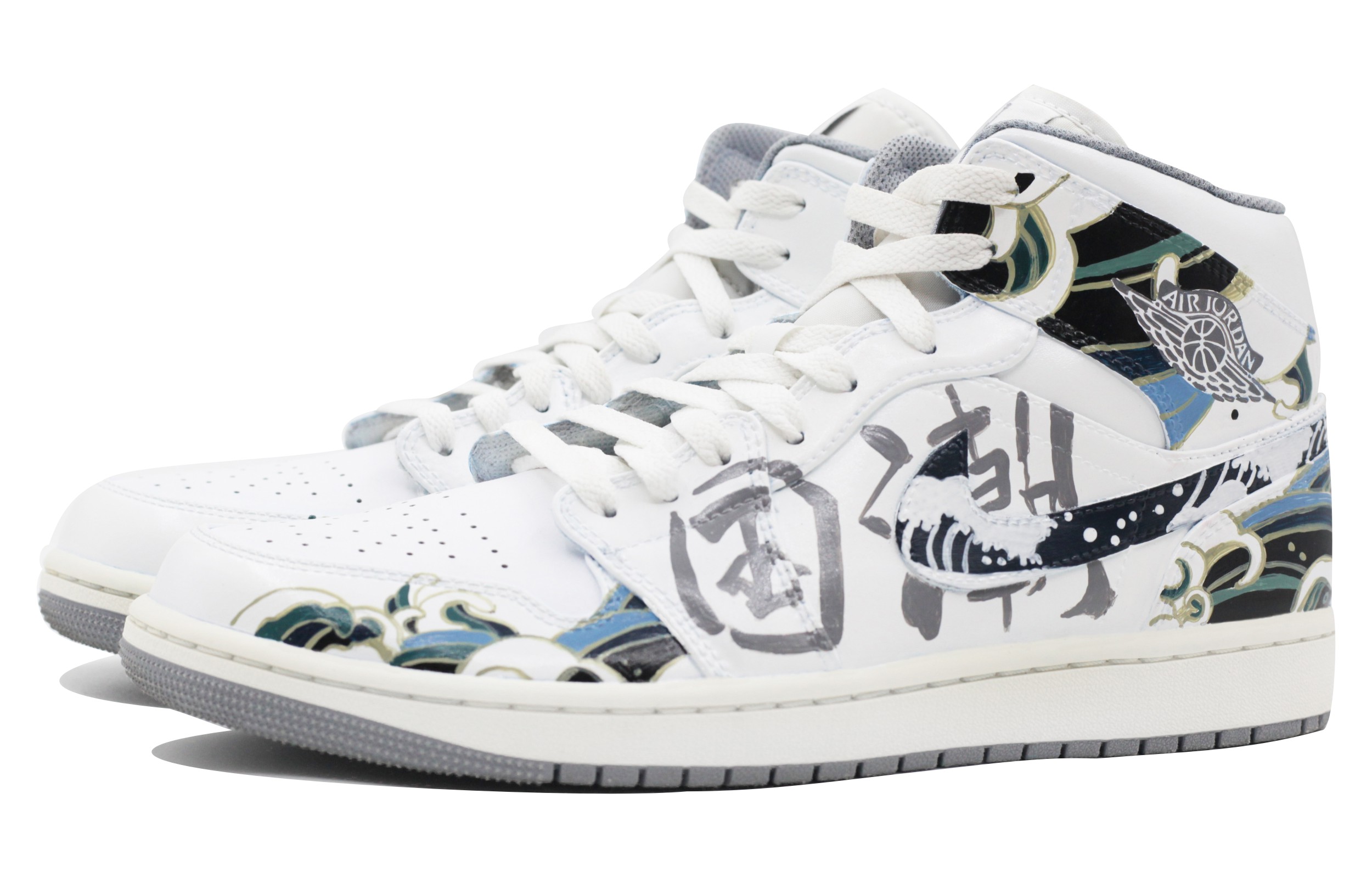 Lookbook 【訂製籃球鞋】Jordan Air Jordan 1 國潮 藝術國風 防滑耐磨 中筒 復古籃球鞋 男款 黑白