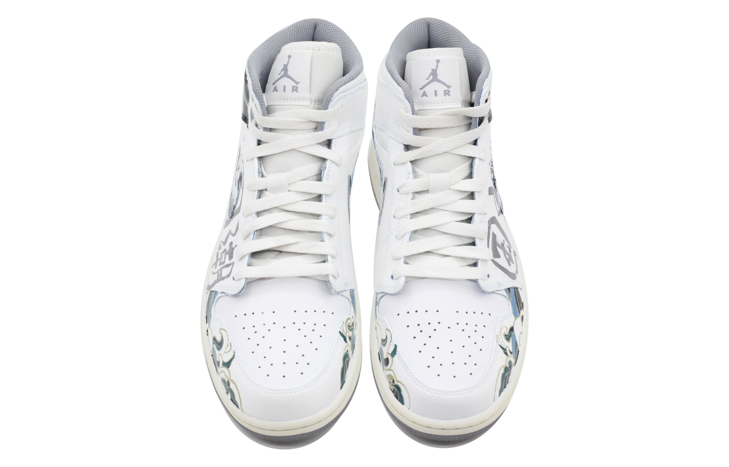 Shop 【訂製籃球鞋】Jordan Air Jordan 1 國潮 藝術國風 防滑耐磨 中筒 復古籃球鞋 男款 黑白