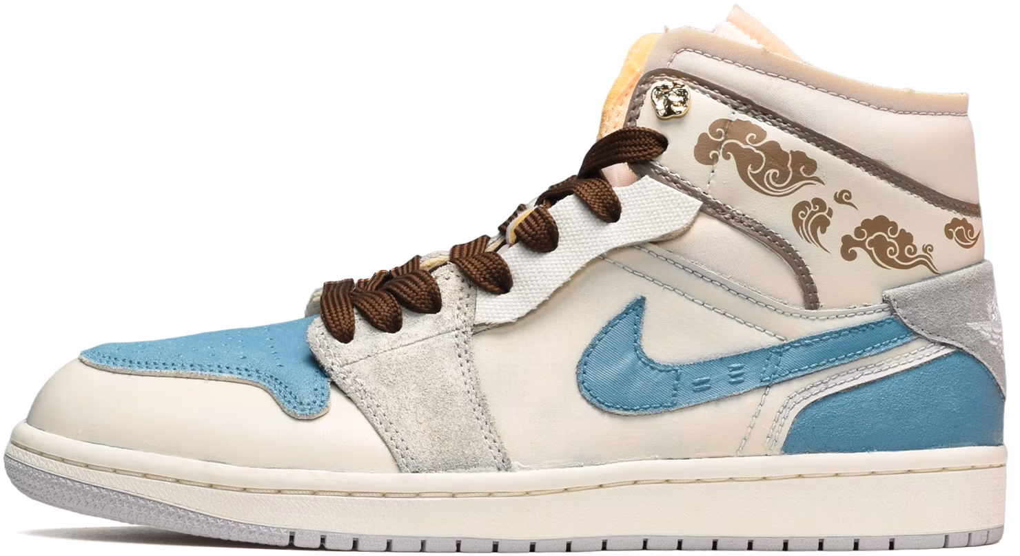 custom-shoes-air-jordan-1-mid-chinese-clouds-blue-white-brown