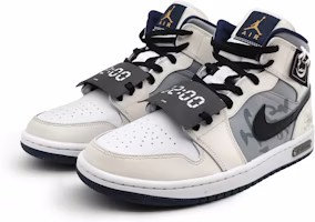 【客製化球鞋】Jordan Air Jordan 1 Mid 霾系列 凌晨兩點 中國風 字符圖騰 布貼 中幫 復古籃球鞋 男款 灰白 Lookbook 【客製化球鞋】Jordan Air Jordan 1 Mid 霾系列 凌晨兩點 中國風 字符圖騰 布貼 中幫 復古籃球鞋 男款 灰白