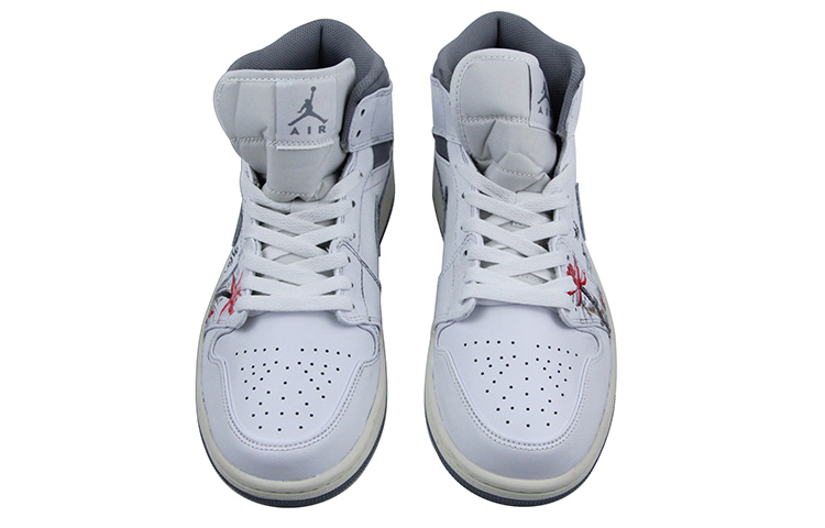 Shop [Sepatu Kustom] Air Jordan 1 Mid 'Chinese Ink Lotus' 554724-135(Team39-AMY09水墨枯荷)