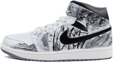【訂製球鞋】 Jordan Air Jordan 1 Mid 皮革 中國風 水墨 荷 防滑耐磨 中幫 復古籃球鞋 男款 白黑 Buy 【訂製球鞋】 Jordan Air Jordan 1 Mid 皮革 中國風 水墨 荷 防滑耐磨 中幫 復古籃球鞋 男款 白黑