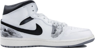【訂製球鞋】 Jordan Air Jordan 1 Mid 皮革 中國風 水墨 荷 防滑耐磨 中幫 復古籃球鞋 男款 白黑 Order 【訂製球鞋】 Jordan Air Jordan 1 Mid 皮革 中國風 水墨 荷 防滑耐磨 中幫 復古籃球鞋 男款 白黑