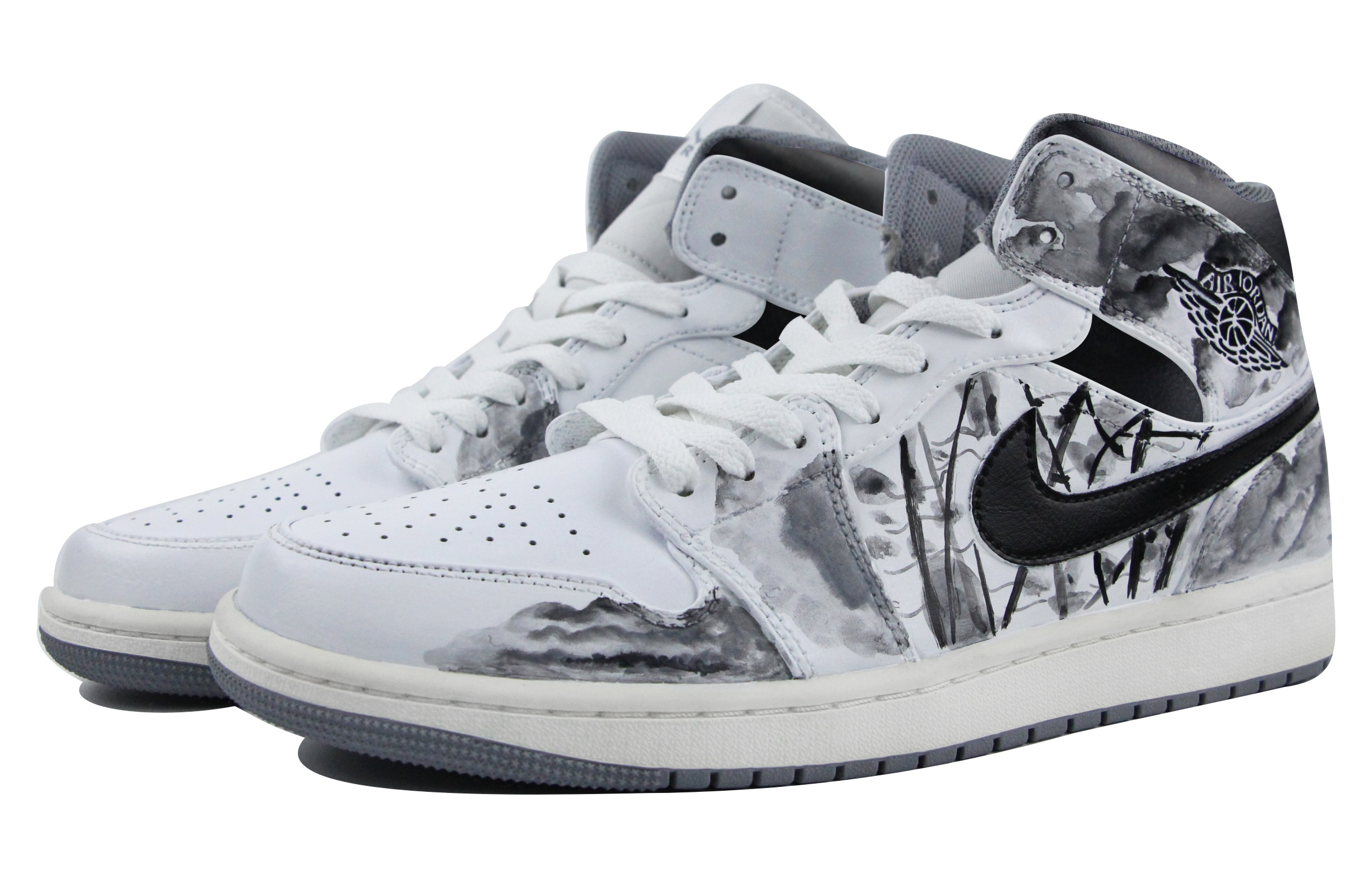 Lookbook [Custom Shoes] Air Jordan 1 Mid 'Chinese Ink White-Black'