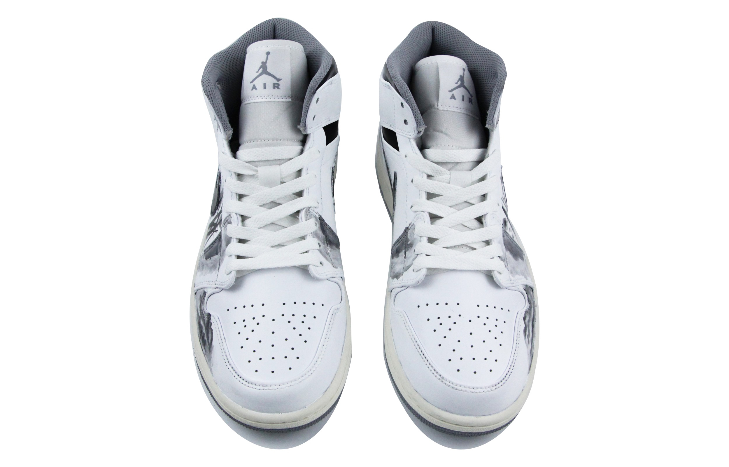 Shop [Custom Shoes] Air Jordan 1 Mid 'Chinese Ink White-Black'