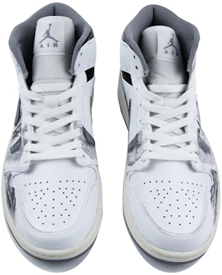 【訂製球鞋】 Jordan Air Jordan 1 Mid 皮革 中國風 水墨 荷 防滑耐磨 中幫 復古籃球鞋 男款 白黑 Shop 【訂製球鞋】 Jordan Air Jordan 1 Mid 皮革 中國風 水墨 荷 防滑耐磨 中幫 復古籃球鞋 男款 白黑