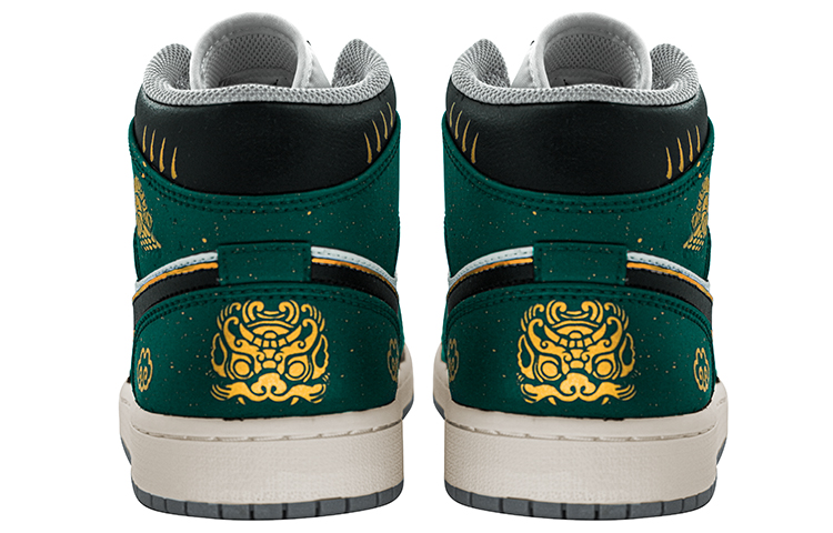 Shop [Zapatos Personalizados] Air Jordan 1 Mid 'Jade Chino Qilin' 554724-135(team肆-墨玉麒麟ZQ)
