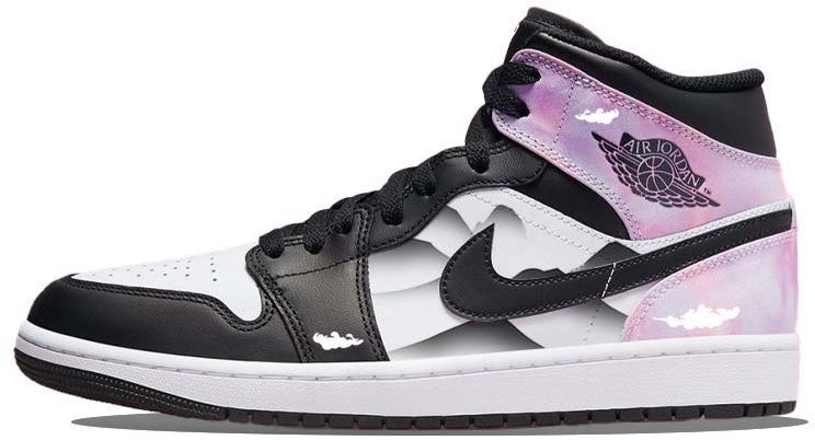 custom-shoes-air-jordan-1-mid-chinese-landscape-tie-dye-black-white-pink