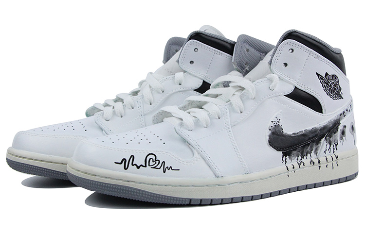 Lookbook [Sepatu Custom] Air Jordan 1 Mid 'Chinese Modern Putih Hitam' 554724-135(Team39-AMY26黑白QD)