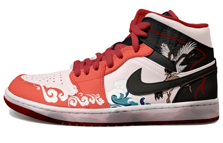 Buy [Kasut Custom] Air Jordan 1 Mid 'Tahun Baru Cina' 554724-074(Team拾玖-黑粉祥云男S-BOX)