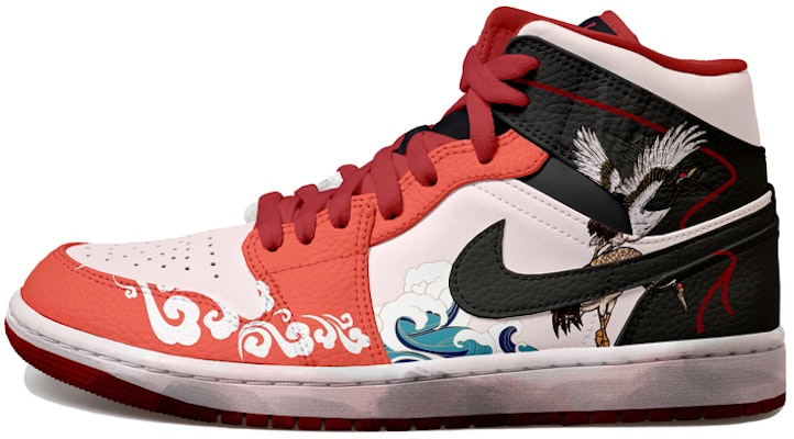 【定制球鞋】Jordan Air Jordan 1 Mid OKHR 復古 新年 紅包 中國風 祥云 仙鶴 海浪 吉祥 中幫 復古籃球鞋 男款 橘黑 Buy 【定制球鞋】Jordan Air Jordan 1 Mid OKHR 復古 新年 紅包 中國風 祥云 仙鶴 海浪 吉祥 中幫 復古籃球鞋 男款 橘黑