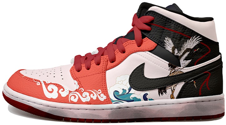 【定製球鞋】Jordan Air Jordan 1 Mid OKHR 復古 新年紅包 中國風 祥云 仙鶴 海浪 吉祥 中幫 復古籃球鞋 GS 橘黑 Buy 【定製球鞋】Jordan Air Jordan 1 Mid OKHR 復古 新年紅包 中國風 祥云 仙鶴 海浪 吉祥 中幫 復古籃球鞋 GS 橘黑