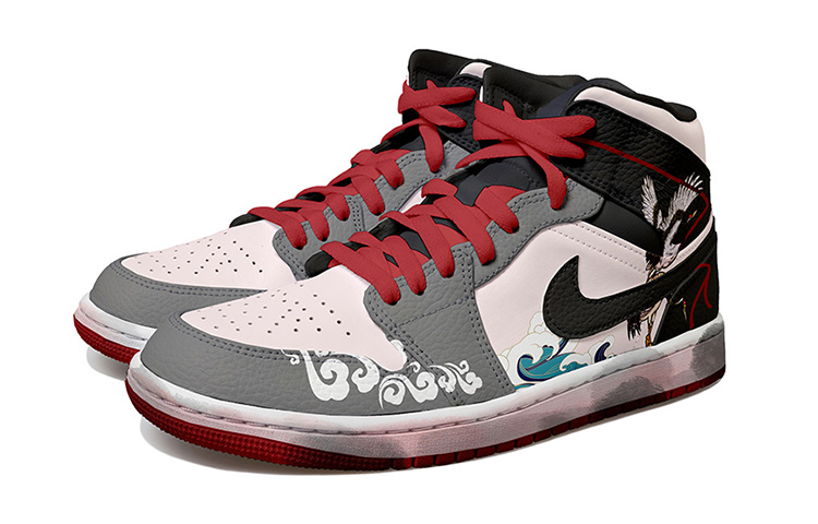 Lookbook Air Jordan 1 Mid "Año Nuevo Chino" Gris/Rosa/Negro 554725-074(Team拾玖-黑粉灰祥云女S-BOX)