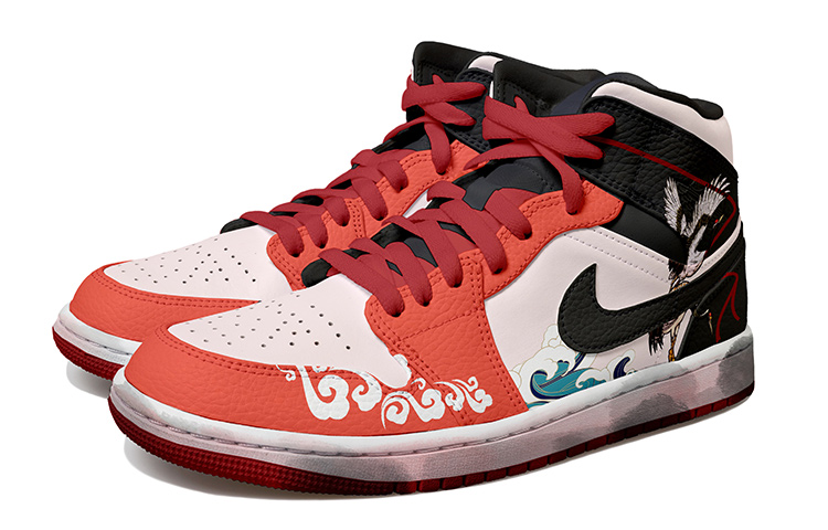 Lookbook [Sepatu Custom] Air Jordan 1 Mid 'Tahun Baru Imlek' 554725-074(Team拾玖-黑粉祥云女S-BOX)