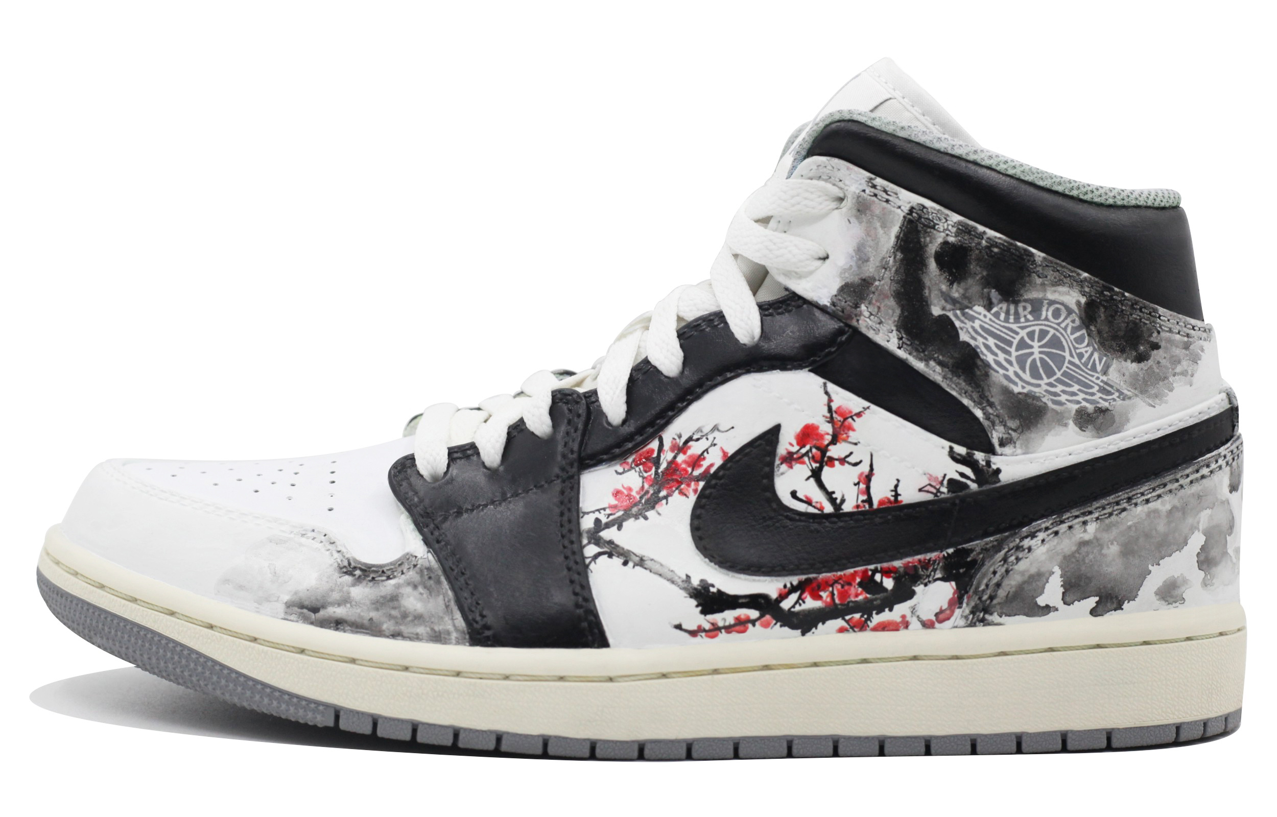 Buy [Kasut Custom] Air Jordan 1 Mid 'Bunga Plum Cina' 554724-135(Team39-AMY125梅花)