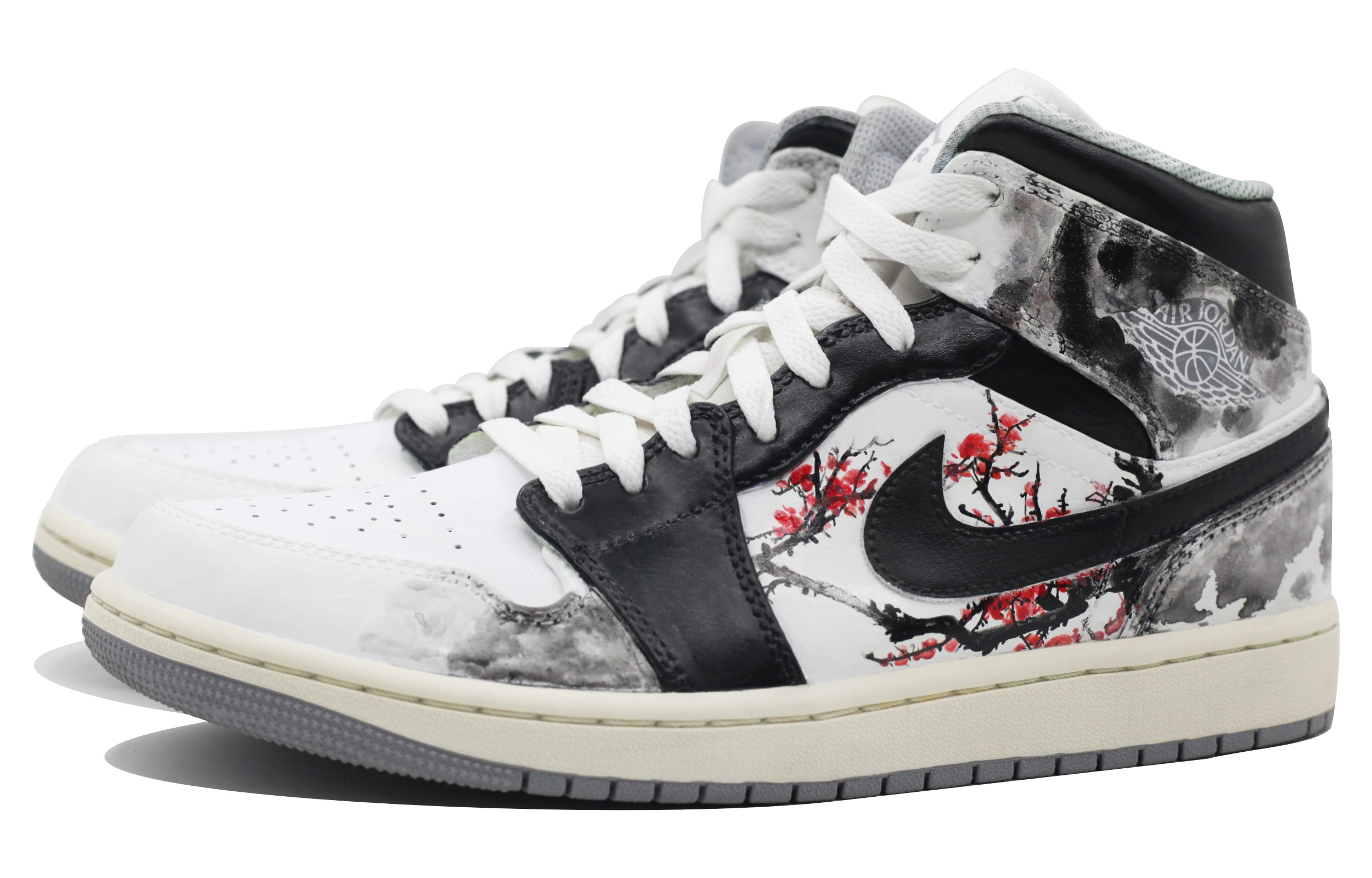 Lookbook [Kasut Custom] Air Jordan 1 Mid 'Bunga Plum Cina' 554724-135(Team39-AMY125梅花)