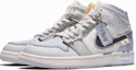 Shop 【訂製球鞋】 Jordan Air Jordan 1 Mid 特殊鞋盒 清風煙雨 印章 縫線 中國風 中幫 復古籃球鞋 男款 灰藍