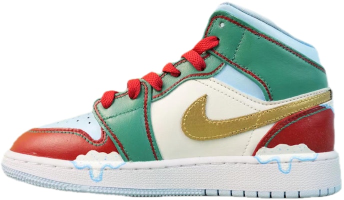 【客製化球鞋】 Jordan Air Jordan 1 Mid 聖誕 新年 節慶 撞色 中筒 復古籃球鞋 GS 紅綠金 Buy 【客製化球鞋】 Jordan Air Jordan 1 Mid 聖誕 新年 節慶 撞色 中筒 復古籃球鞋 GS 紅綠金