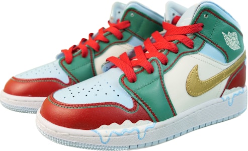 【客製化球鞋】 Jordan Air Jordan 1 Mid 聖誕 新年 節慶 撞色 中筒 復古籃球鞋 GS 紅綠金 Lookbook 【客製化球鞋】 Jordan Air Jordan 1 Mid 聖誕 新年 節慶 撞色 中筒 復古籃球鞋 GS 紅綠金