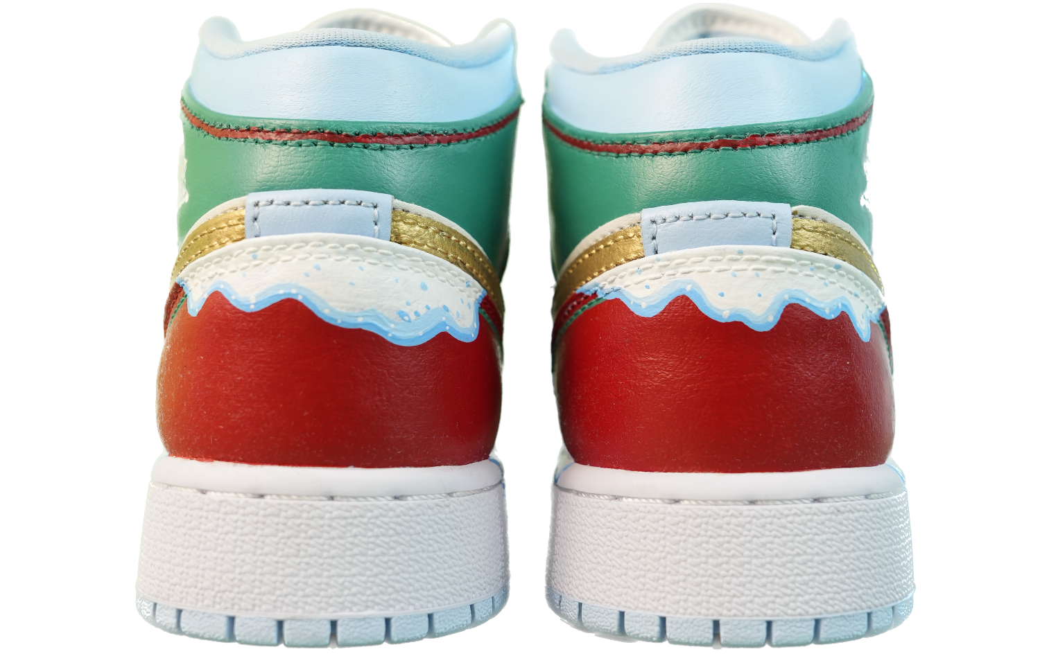 Purchase 【客製化球鞋】 Jordan Air Jordan 1 Mid 聖誕 新年 節慶 撞色 中筒 復古籃球鞋 GS 紅綠金